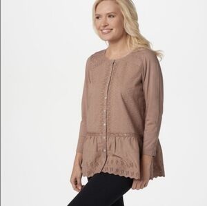 🧡LOGO Lavish By Lori Goldstein Boho Knit Top